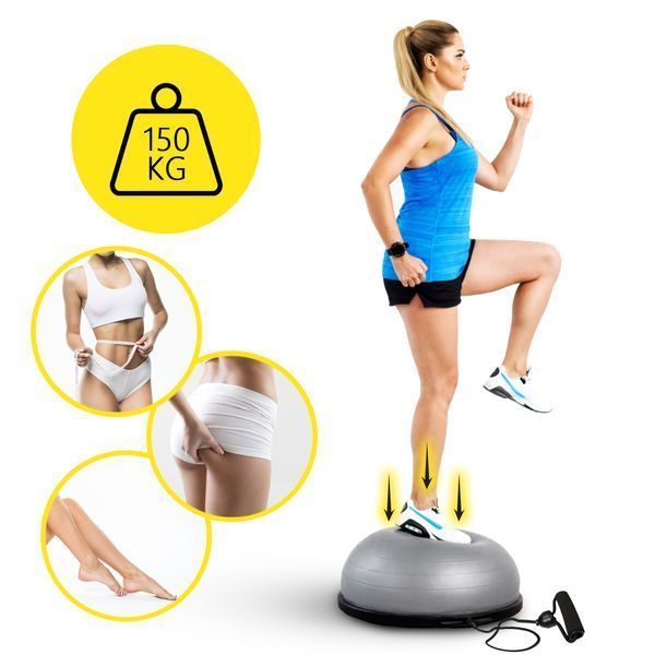 Балансувальна платформа (півсфера) Cornix Bosu Ball XR-0455 58 см з еспандерами сірий XR-0455 фото