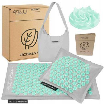 Килимок акупунктурний з подушкою 4FIZJO Eco Mat Аплікатор Кузнєцова Grey/Mint (P-5907739312181) 145448-2692 фото