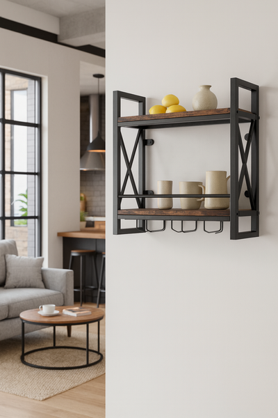 Настінний винний стелаж Costway Lagom у стилі Loft 5903330068822 фото