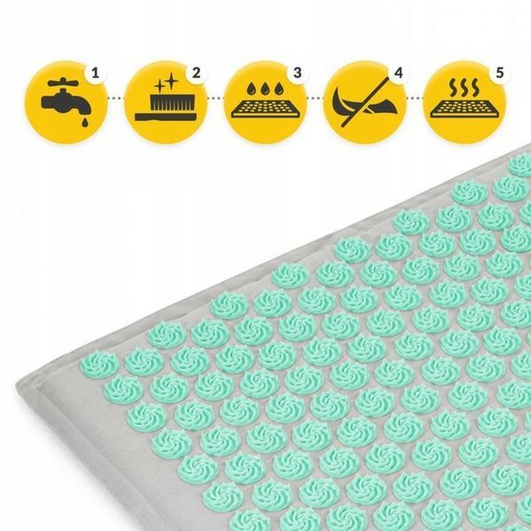 Килимок акупунктурний з подушкою 4FIZJO Eco Mat Аплікатор Кузнєцова Grey/Mint (P-5907739312181) 145448-2692 фото