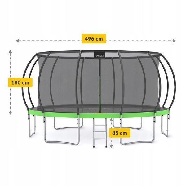 Батут із внутрішньою сіткою 4FIZJO PRO 16FT 496 см Black/Green (P-5907739319241) 154722-2692 фото