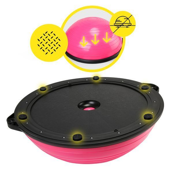 Балансувальна платформа (півсфера) Cornix Bosu Ball XR-0456 58 см з еспандерами рожевий XR-0456 фото
