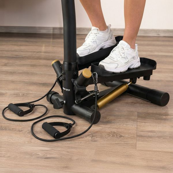 Степпер Gymtek XST900 золотистий &ndash; ефективний домашній тренажер з рукоятками та еспандерами 5905884423356 фото