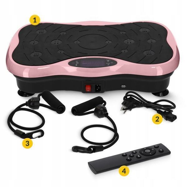 Віброплатформа для тренувань 4FIZJO Ultra+ з пультом та еспандерами Black/Pink (P-5905973402880) 152551-2692 фото