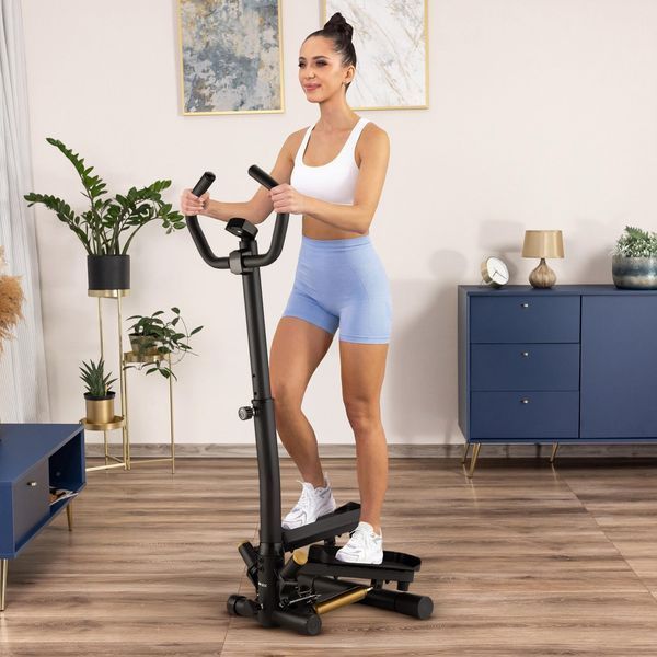 Степпер Gymtek XST900 золотистий &ndash; ефективний домашній тренажер з рукоятками та еспандерами 5905884423356 фото