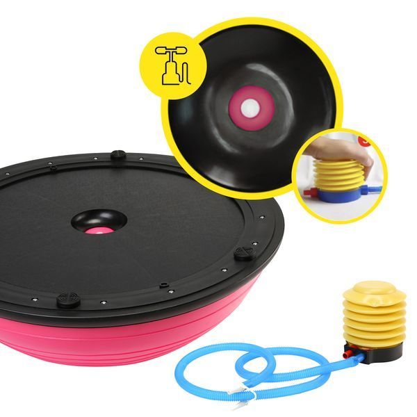 Балансувальна платформа (півсфера) Cornix Bosu Ball XR-0456 58 см з еспандерами рожевий XR-0456 фото