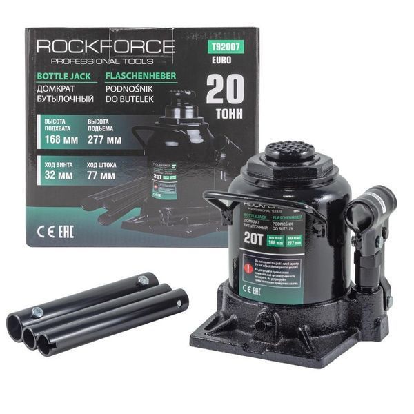Домкрат пляшковий 20т ROCKFORCE RF-T92007 (168-277 мм) 15107 фото