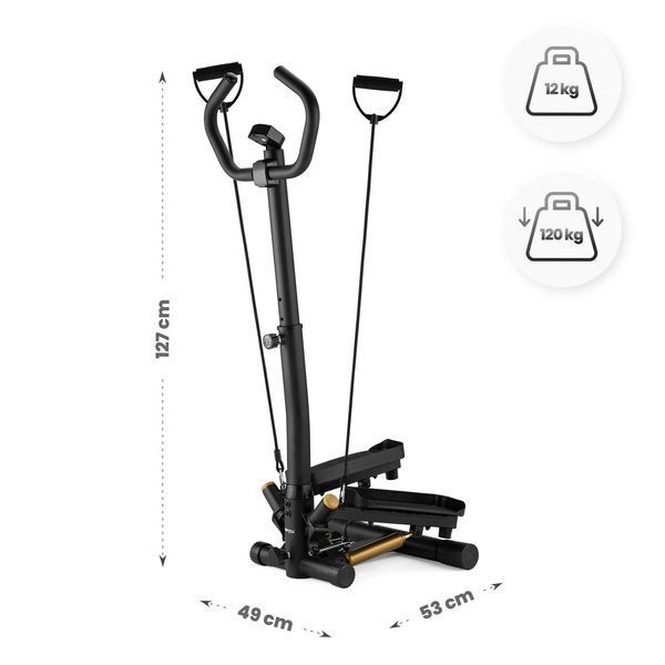 Степпер Gymtek XST900 золотистий &ndash; ефективний домашній тренажер з рукоятками та еспандерами 5905884423356 фото