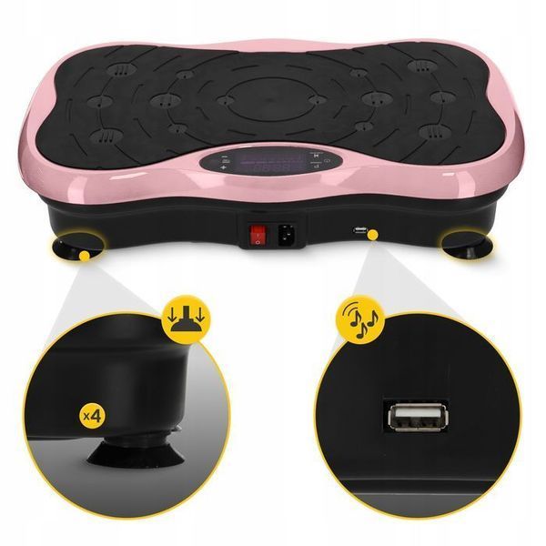 Віброплатформа для тренувань 4FIZJO Ultra+ з пультом та еспандерами Black/Pink (P-5905973402880) 152551-2692 фото