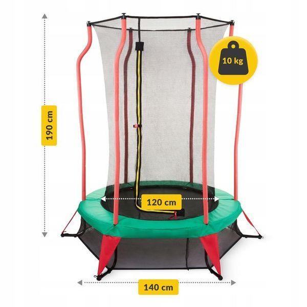 Батут дитячий для дому 4FIZJO Kids 140 см Green/Red (P-5907739319456) 154723-2692 фото