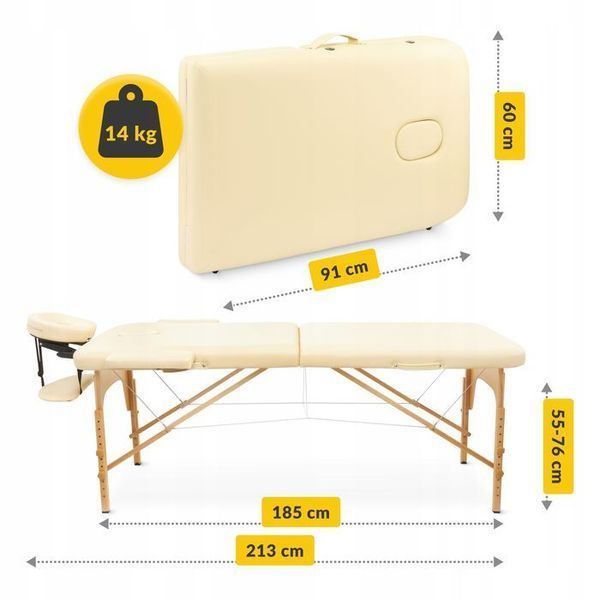 Масажний стіл складний 4FIZJO Massage Table Wood W60 Beige (P-5907739318350) P-5907739318350 фото