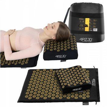 Килимок акупунктурний з подушкою 4FIZJO Ergo Mat Аплікатор Кузнєцова Black/Gold (P-5907739313881) 154227-2692 фото