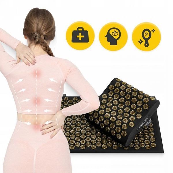 Килимок акупунктурний з подушкою 4FIZJO Ergo Mat Аплікатор Кузнєцова Black/Gold (P-5907739313881) 154227-2692 фото
