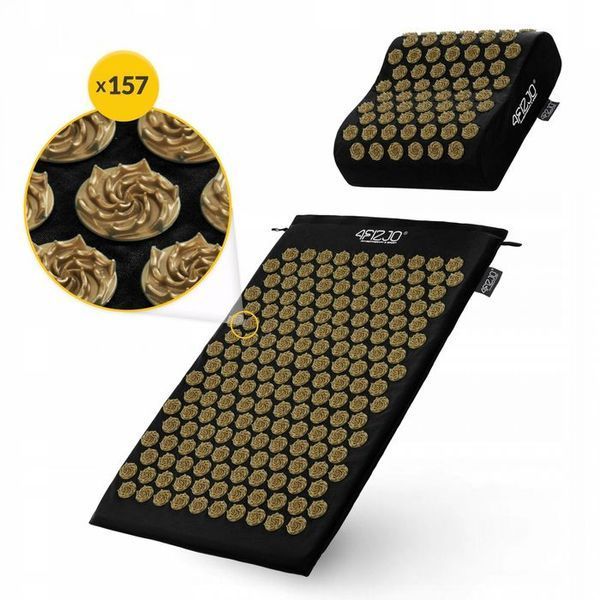 Килимок акупунктурний з подушкою 4FIZJO Ergo Mat Аплікатор Кузнєцова Black/Gold (P-5907739313881) 154227-2692 фото