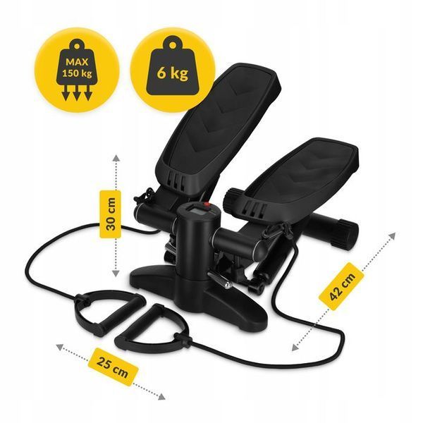 Степпер (міні-степпер) 4FIZJO Evo з еспандерами Black (P-5905973403863) P-5905973403863 фото
