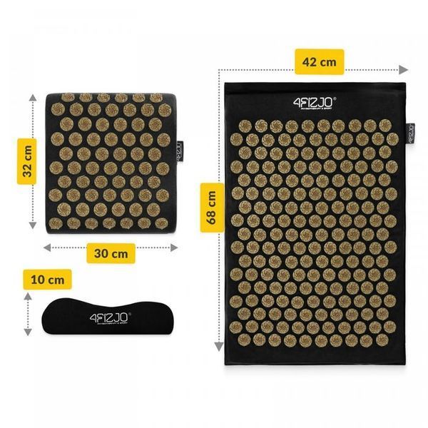 Килимок акупунктурний з подушкою 4FIZJO Ergo Mat Аплікатор Кузнєцова Black/Gold (P-5907739313881) 154227-2692 фото