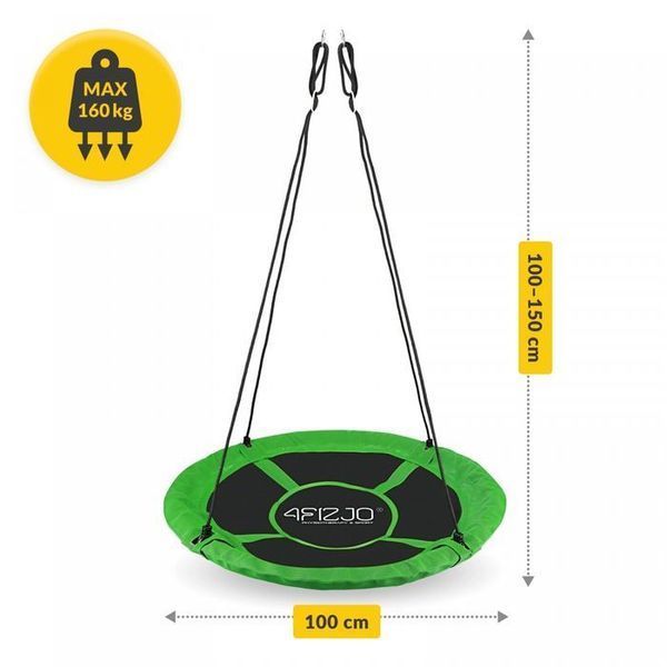 Гойдалка-гніздо кругла 4FIZJO L 100 см Black/Green (P-5907739314512) 145612-2692 фото