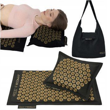 Килимок акупунктурний з подушкою 4FIZJO Eco Mat Аплікатор Кузнєцова Black/Gold (P-5907739311566) 147943-2692 фото