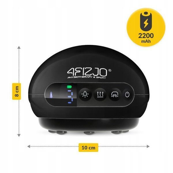 Масажна вакуумна банка 4FIZJO акумуляторна з ІЧ прогрівом Black (P-5907739318695) P-5907739318695 фото