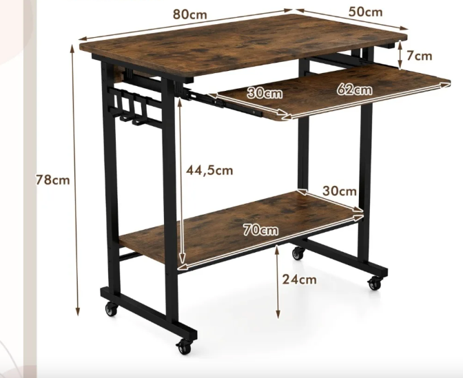 Комп'ютерний стіл Costway Otto з висувною підставкою для клавіатури 5903032062333 фото