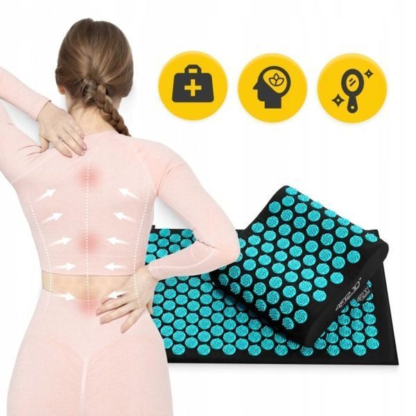 Килимок акупунктурний з подушкою 4FIZJO Ergo Mat Аплікатор Кузнєцова Black/Blue (P-5907739313911) 145614-2692 фото