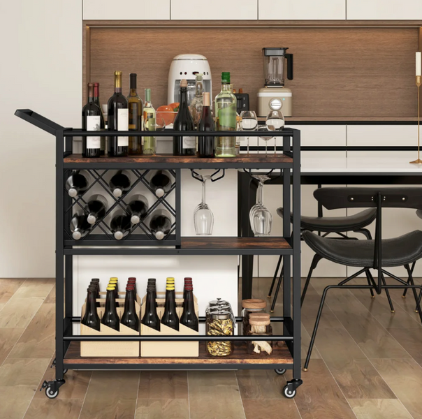 Стелаж Costway Carrito - кухонний візок з баром в стилі Loft 5903330066802 фото