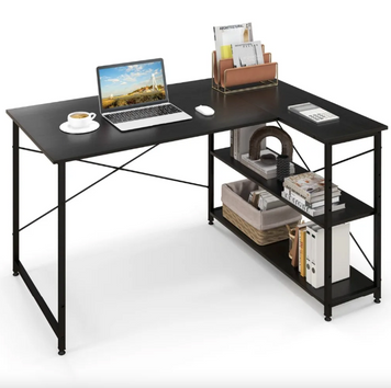 Комп'ютерний стіл Costway Adler L-подібний з полицями в стилі Loft чорний 5903032062380 фото