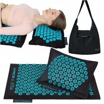 Килимок акупунктурний з подушкою 4FIZJO Eco Mat Аплікатор Кузнєцова Black/Blue (P-5907739316684) 154680-2692 фото