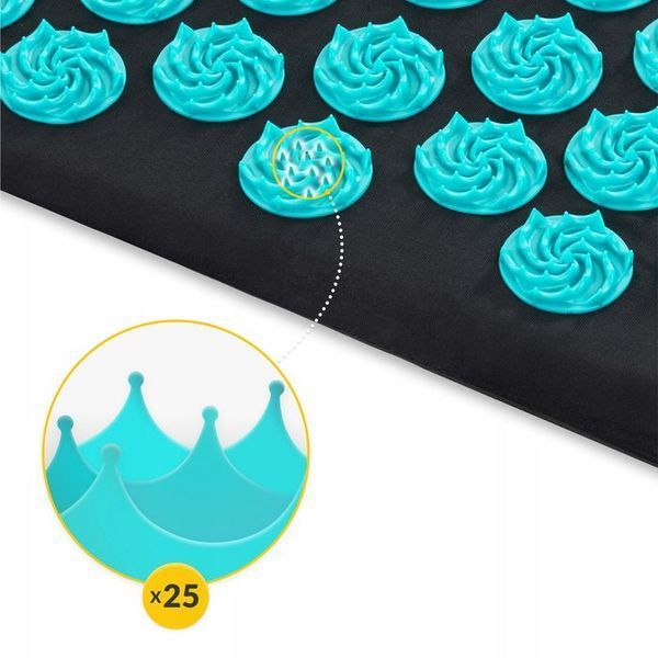 Килимок акупунктурний з подушкою 4FIZJO Eco Mat Аплікатор Кузнєцова Black/Blue (P-5907739316684) 154680-2692 фото