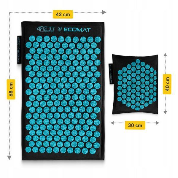 Килимок акупунктурний з подушкою 4FIZJO Eco Mat Аплікатор Кузнєцова Black/Blue (P-5907739316684) 154680-2692 фото