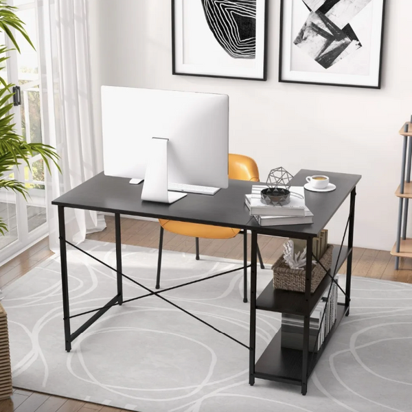 Комп'ютерний стіл Costway Adler L-подібний з полицями в стилі Loft чорний 5903032062380 фото