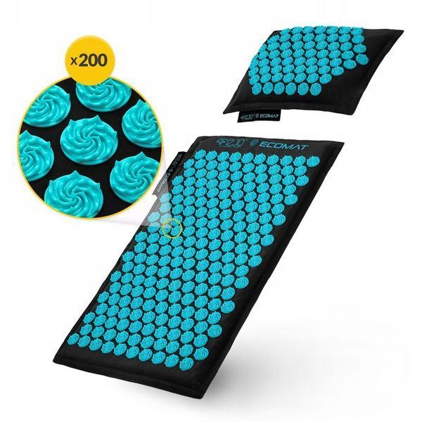 Килимок акупунктурний з подушкою 4FIZJO Eco Mat Аплікатор Кузнєцова Black/Blue (P-5907739316684) 154680-2692 фото