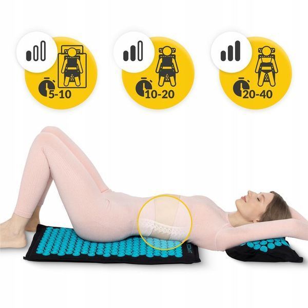 Килимок акупунктурний з подушкою 4FIZJO Eco Mat Аплікатор Кузнєцова Black/Blue (P-5907739316684) 154680-2692 фото