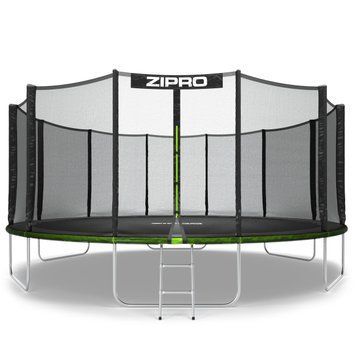 Батут Zipro Jump Pro з зовнішньою сіткою 16 футів 496 см чорно-зелений 5902659840752 фото