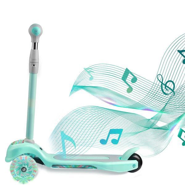 Самокат дитячий триколісний Ricokids Piko м&rsquo;ятний з LED колесами 765000 фото
