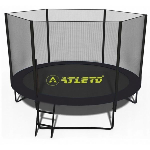 Батут з сіткою та драбинкою 312 см Atleto Black + подарунок м'ячик 42400583 фото