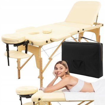 Масажний стіл складний 4FIZJO Massage Table+ Wood W60 Beige (P-5907739318367) 147871-2692 фото