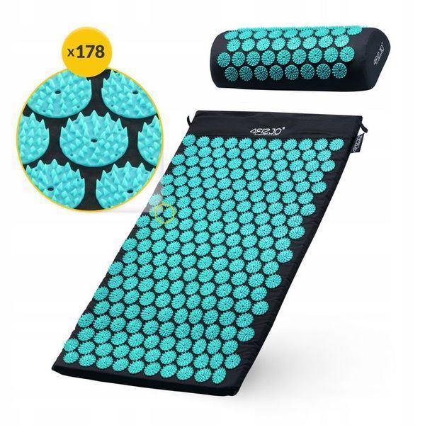 Килимок акупунктурний з валиком 4FIZJO Classic Mat Аплікатор Кузнєцова Black/Blue (P-5905973402385) 154570-2692 фото