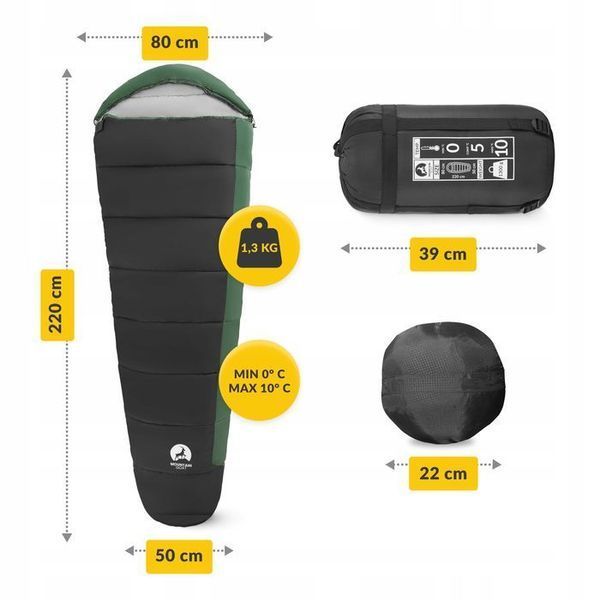 Спальний мішок (спальник) кокон Mountain Goat Pro+ 0 ...+10&deg;C R Black/Olive (P-5905973400978) 154284-2692 фото