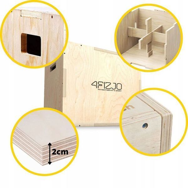 Бокс пліометричний 4FIZJO 3 в 1 75 x 60 x 50 см дерев'яний (P-5907739317469) P-5907739317469 фото
