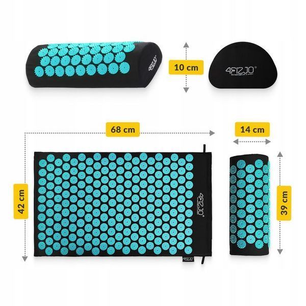 Килимок акупунктурний з валиком 4FIZJO Classic Mat Аплікатор Кузнєцова Black/Blue (P-5905973402385) 154570-2692 фото