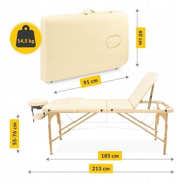 Масажний стіл складний 4FIZJO Massage Table+ Wood W60 Beige (P-5907739318367) 147871-2692 фото