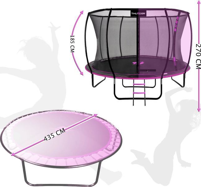 Батут THUNDER INSIDE ULTRA з внутрішньою сіткою 14 футів 427 см чорно-рожевий INSIDE-ULTRA-14FT-PINK фото