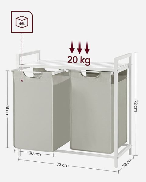 Кошик для білизни Leobert Chariot з двома відділеннями 2x 46л білий 104760-1664 фото
