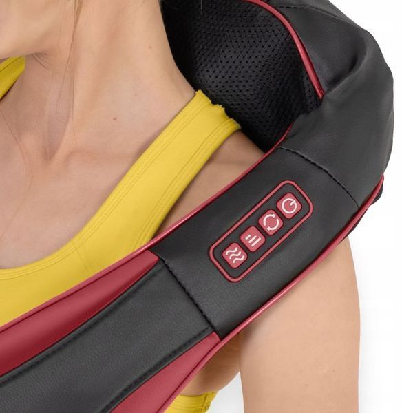 Накидка-масажер 4FIZJO Shiatsu Pro+ для шиї та спини Black/Red (P-5907739319074) P-5907739319074 фото