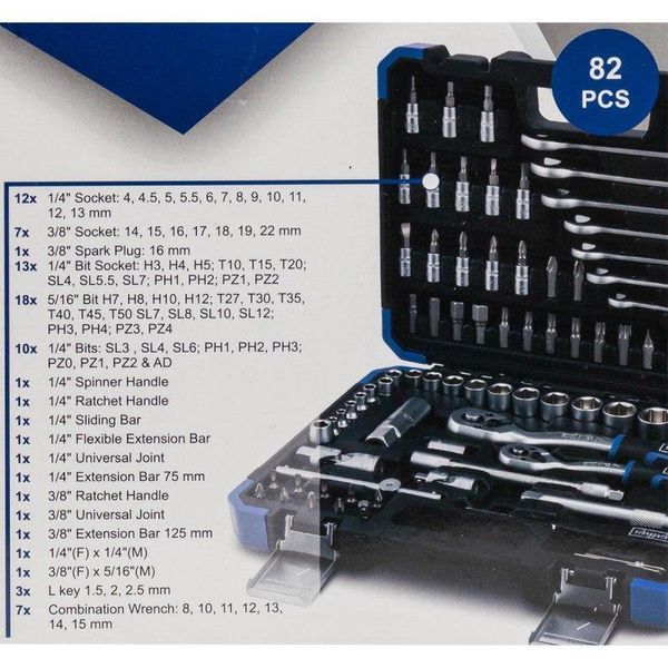 Набір інструменту 82 предмети 1/4"&3/8" (6-гр.) (4-22 мм) SCHEPPACH SCH-4821-5DS 153990-2977482 фото