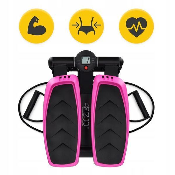Степпер (міні-степпер) 4FIZJO Evo з еспандерами Black/Pink (P-5905973403870) 147881-2692 фото