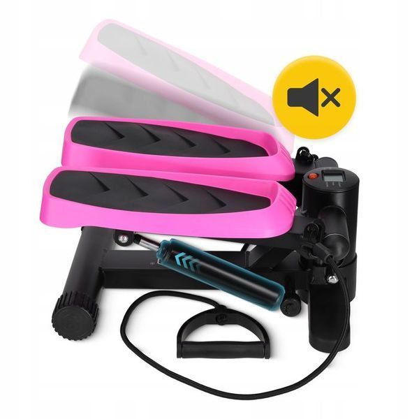 Степпер (міні-степпер) 4FIZJO Evo з еспандерами Black/Pink (P-5905973403870) 147881-2692 фото