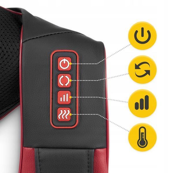Накидка-масажер 4FIZJO Shiatsu Pro+ для шиї та спини Black/Red (P-5907739319074) P-5907739319074 фото