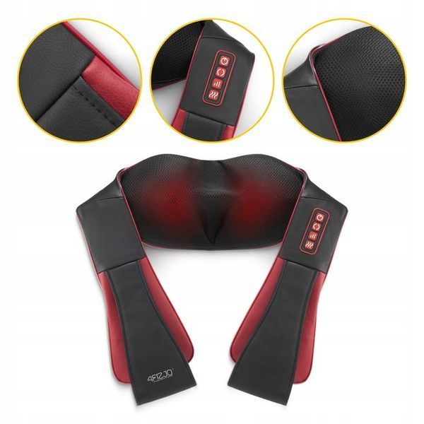 Накидка-масажер 4FIZJO Shiatsu Pro+ для шиї та спини Black/Red (P-5907739319074) P-5907739319074 фото